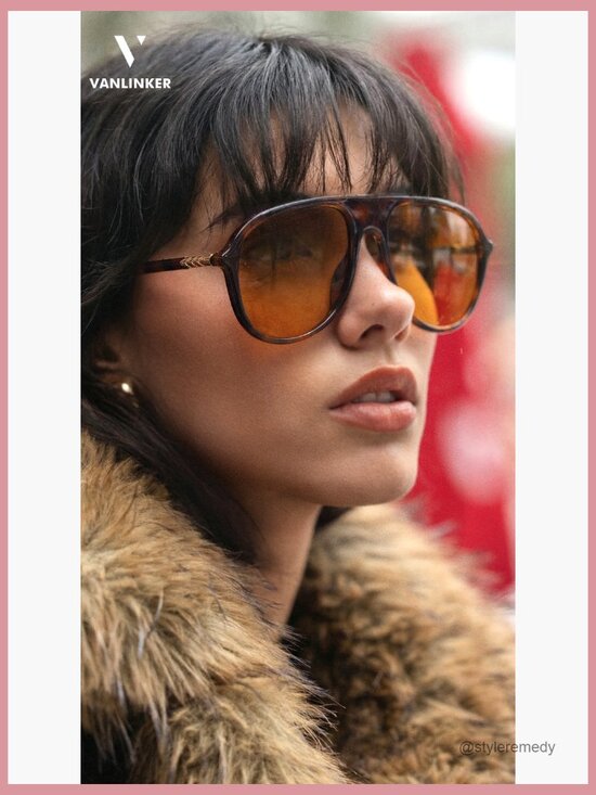 Oversized Aviator Sunglasses Plastic Frame UV400 Protection main image 7